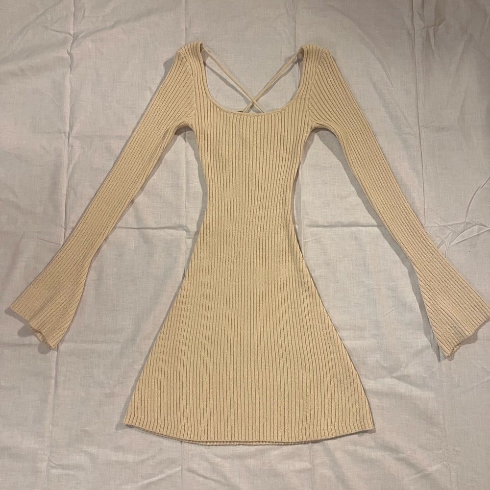 Princess Polly Beige Knit Long Sleeve Dress